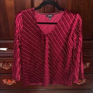 Alfani Merlot wine scarlet red burgundy Women's Striped Red velvet Blouse